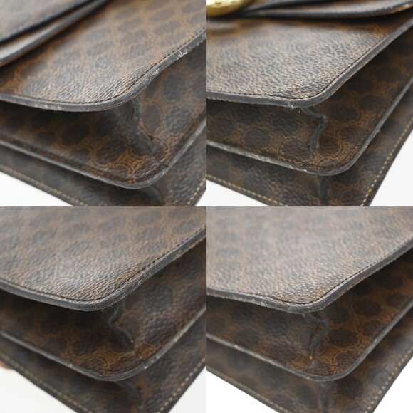 CELINE Logo Macadam Pattern Hand Bag PVC Leather Brown GHW Italy 67EF790 - Picture 7 of 16